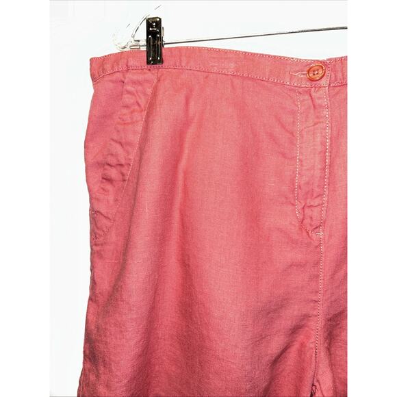LL Bean Mauve Linen Shorts Women's 18w Elastic Waist Slash Pockets Beach Cruise - Picture 2 of 13